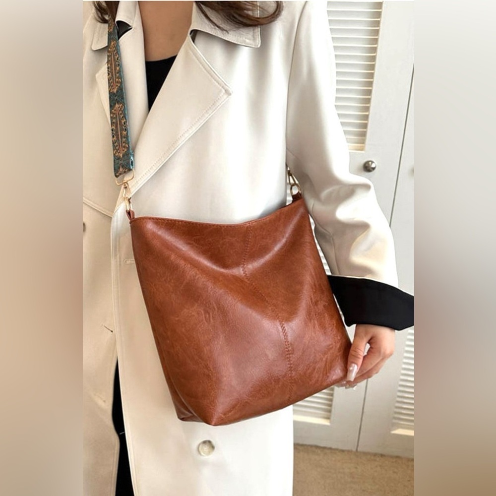 Zenana Retro Pattern Vegan Leather Crossbody Bag (camel - in stock) - Picture 1 of 6